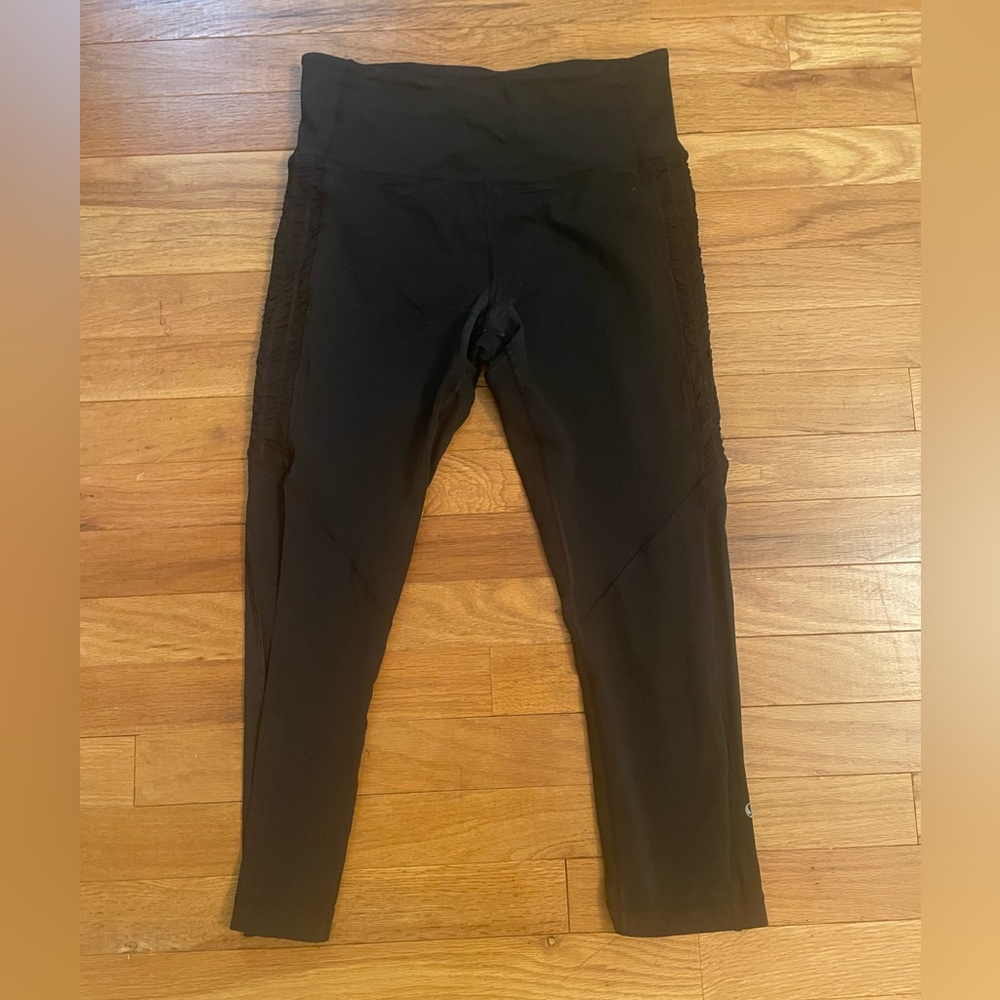 cropped black lululemon leggings with ruffles